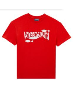 VILEBREQUIN BOYS T-SHIRT - RED/LOGO AND FISH