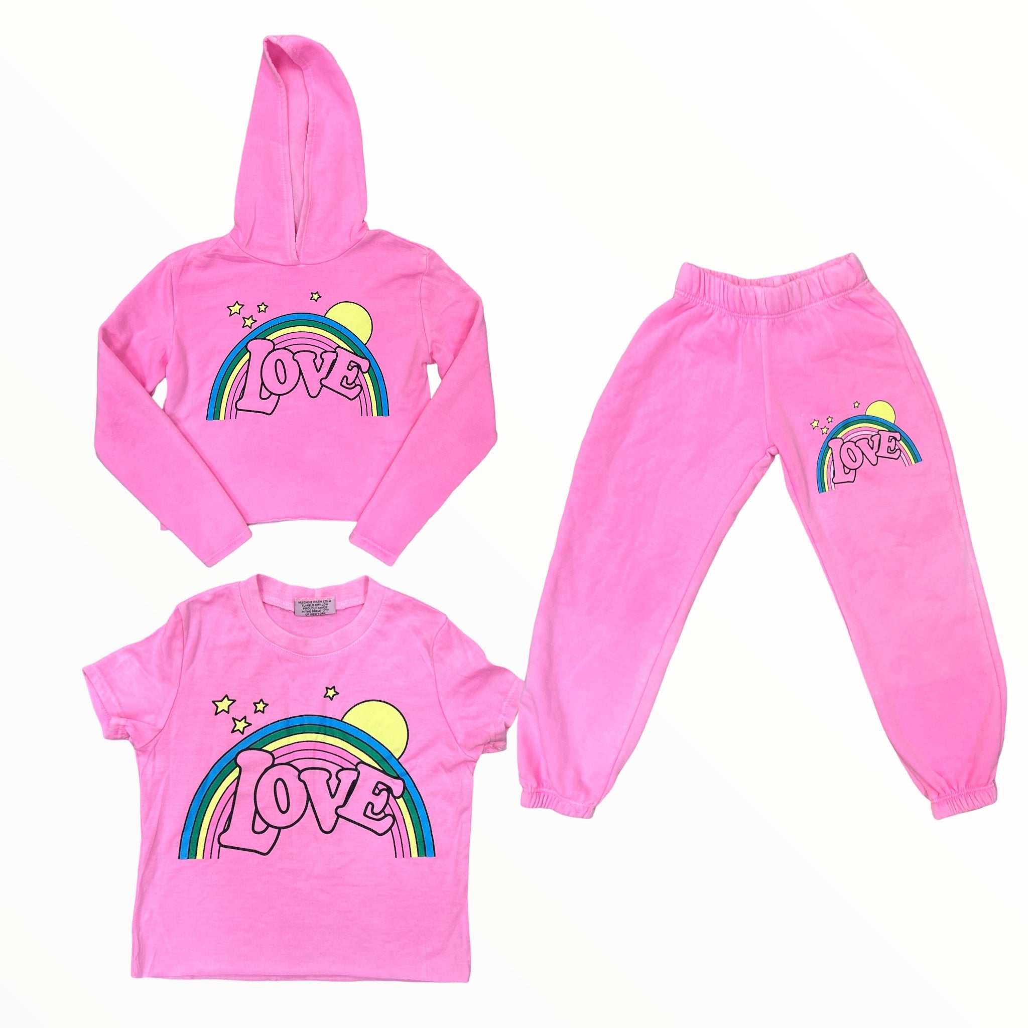 FIREHOUSE T-SHIRT - NEON PINK/ RAINBOW LOVE