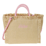 MC2 SAINT BARTH COLETTE RAFFIA EMBROIDERED BAG - PINK