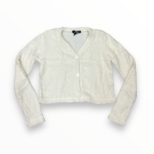 FLOWERS BY ZOE FUZY FUR CARDIGAN - OFF WHITE