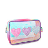 OMG ACCESSORIES CLEAR HEARTS POUCH - ORCHID