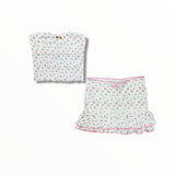 KATIE J TWEEN MARINA JACQUARD SKIRT - CREAM ROSE DITSY
