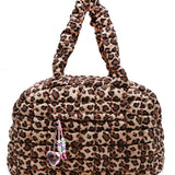 OMG OCCESSORIES QUILTED SCRUNCHIES LARGE DUFFLE BAG - LEOPARD