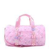 OMG OCCESSORIES QUILTED FLORAL BOW LARGE BARREL DUFFLE BAG