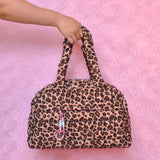 OMG OCCESSORIES QUILTED SCRUNCHIES LARGE DUFFLE BAG - LEOPARD