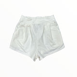 T2LOVE PLEATED FRONT ELASTIC POCKET SHORT - IVORY