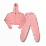 KATIE J DYLAN CROP ZIP HOODIE - APRICOT BLUSH