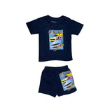CALIFORNIAN VINTAGE BABY BOY T-SHIRT/SHORT SET -  NAVY/RALLY