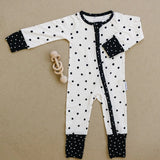BAMBOO ZIP ROMPER - CLASSIC POLKA DOT