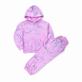 CALIFORNIAN VINTAGE PULLOVER HOODIE AND JOGGER SET - PINK SPLATTER