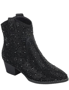 Black Rhinestone Ankle Boots