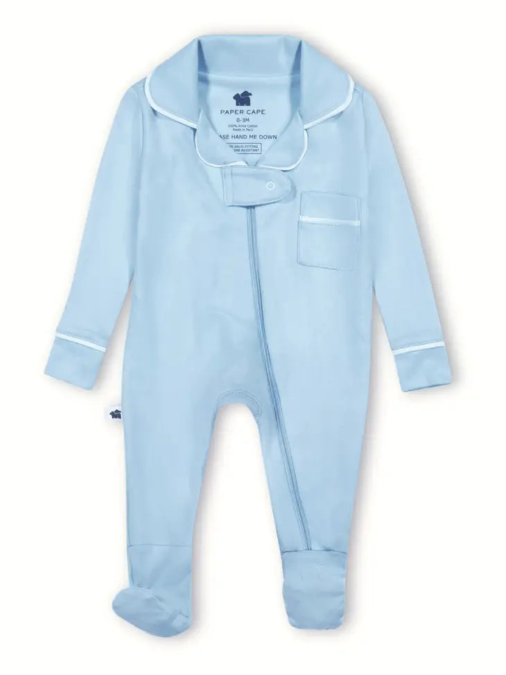 PAPER CAPE CLASSIC PAJAMA FOOTIE - FRENCH BLUE