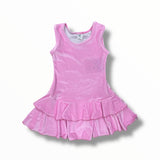 SOCIAL BUTTERFLY FIT AND FLARE TANK DRESS - PINK GLITTER