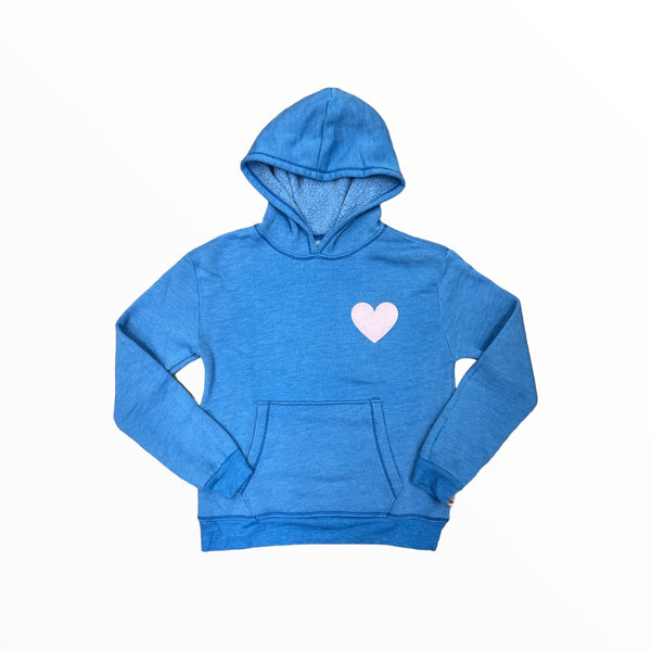 T2LOVE L/S OVERSIZE HOODED PULLOVER - COBALT/SMALL HEART