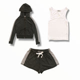 T2LOVE CONTRAST STRIPE SHORT - CHARCOAL