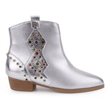 YOSI SAMRA MISS DALLAS GEM STUDDED BOOTIE - METALLIC SILVER