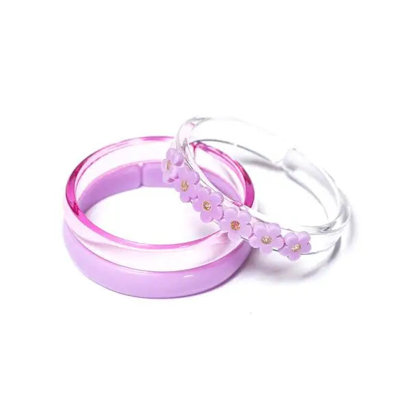 LILIES & ROSES BANGLE SET - LILAC CRYSTAL FLOWERS