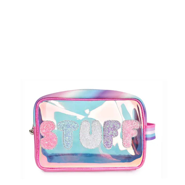 OMG ACCESSORIES CLEAR STUFF POUCH - CLEAR GLAZED