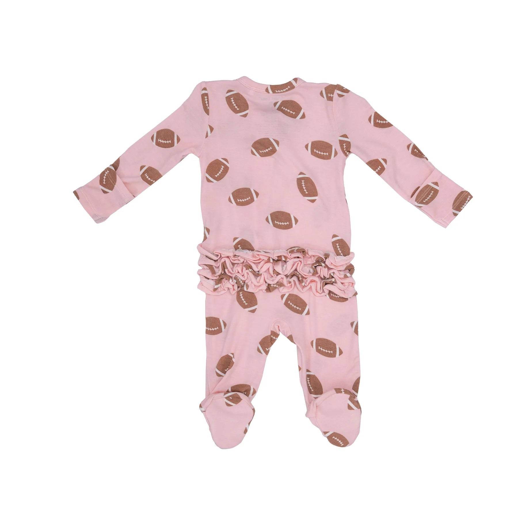 ANGEL DEAR 2 WAY RUFFLE ZIPPER FOOTIE - FOOTBALL PINK