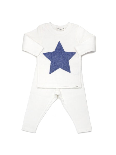 OH BABY 2 PIECE SET - WHITE/BLUE STAR