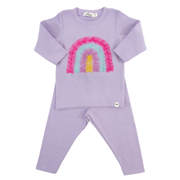 OH BABY MULTI RUFFLE TERRY HEART 2 PC - ORCHID