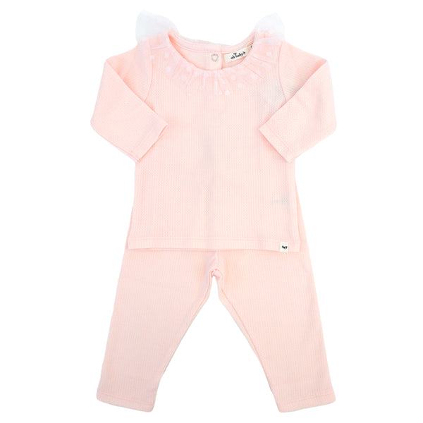 OH BABY POINTELLE DOTTED MESH COLLAR 2 PC - PALE PINK