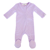OH BABY POINTELLE ZIPPER FOOTIE AND HEADBAND SET - LILAC