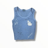 FIREHOUSE RIBBED TANK - BLUE/LA/SPLATTERED