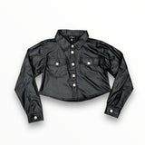 FLOWERS BY ZOE THIN PLEATHER JACKET - BLACK