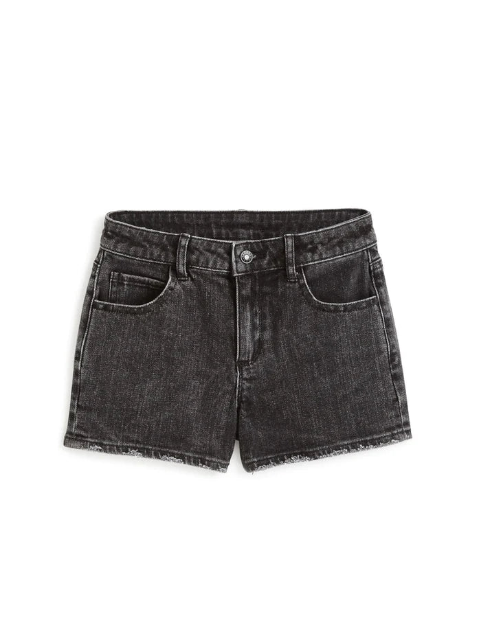 TRACTR GIRLS HIGH RISE DENIM SHORT BLACK