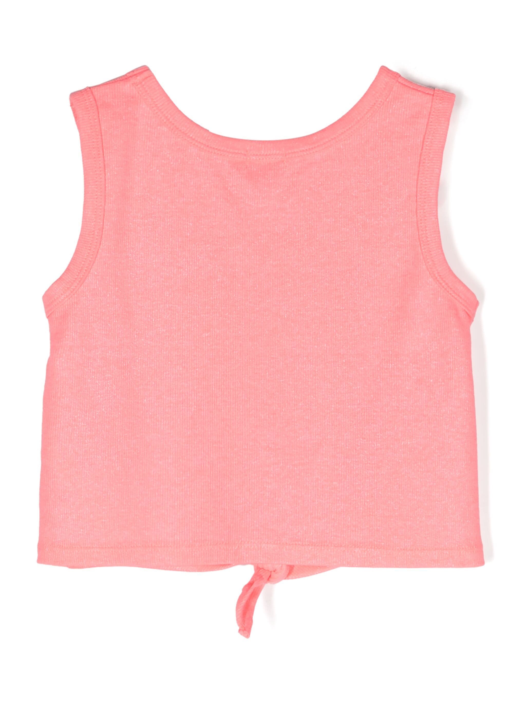 BILLIEBLUSH HEART APPLIQUE KNOT TANK TOP - ROSE FLUO