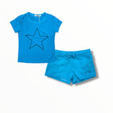 T2LOVE CLASSIC SHORT - BLUE TEAL/OUTLINE STAR