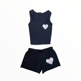 FIREHOUSE RIBBED TANK - BLACK/SILVER HEART
