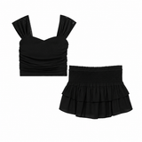 KATIE J TWEEN BIANCA TIERED RUFFLE SKIRT - BLACK