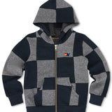 AVIATOR NATION KID'S CHECK QUILTED ZIP HOODIE - HEATHER GREY/CHARCOAL