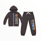 CALIFORNIAN VINTAGE ZIP HOODIE AND JOGGER SET - BROWN/FUEL