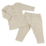 OH BABY HONEYCOMB HENLET 2PC SET WITH ELBOW PATCH - SAND