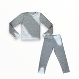 FLOWERS BY ZOE RIBBED LONG SLEEVE - HEATHER GREY ACID/STONES