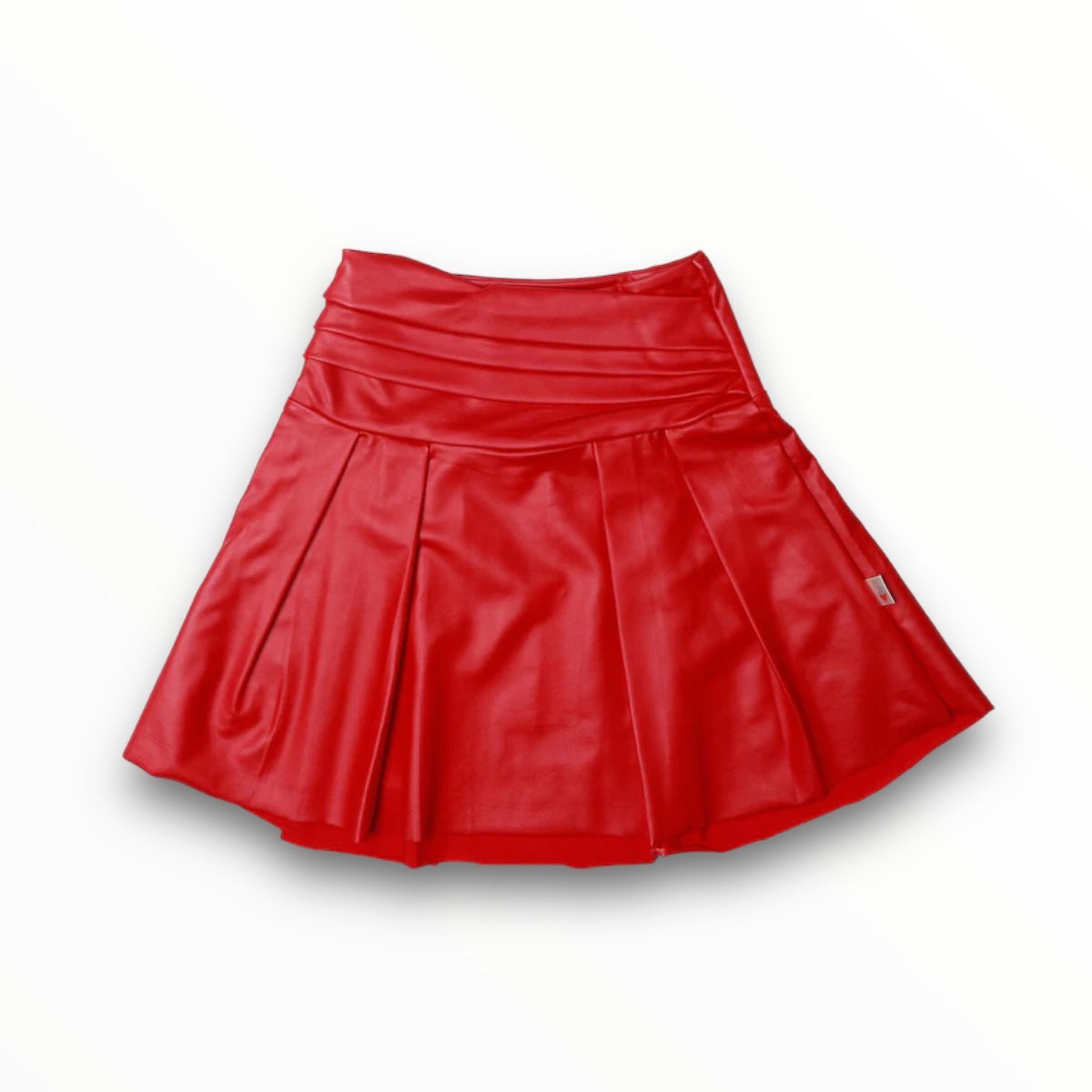 T2LOVE LAYERED WAIST SKIRT - RED PLEATHER