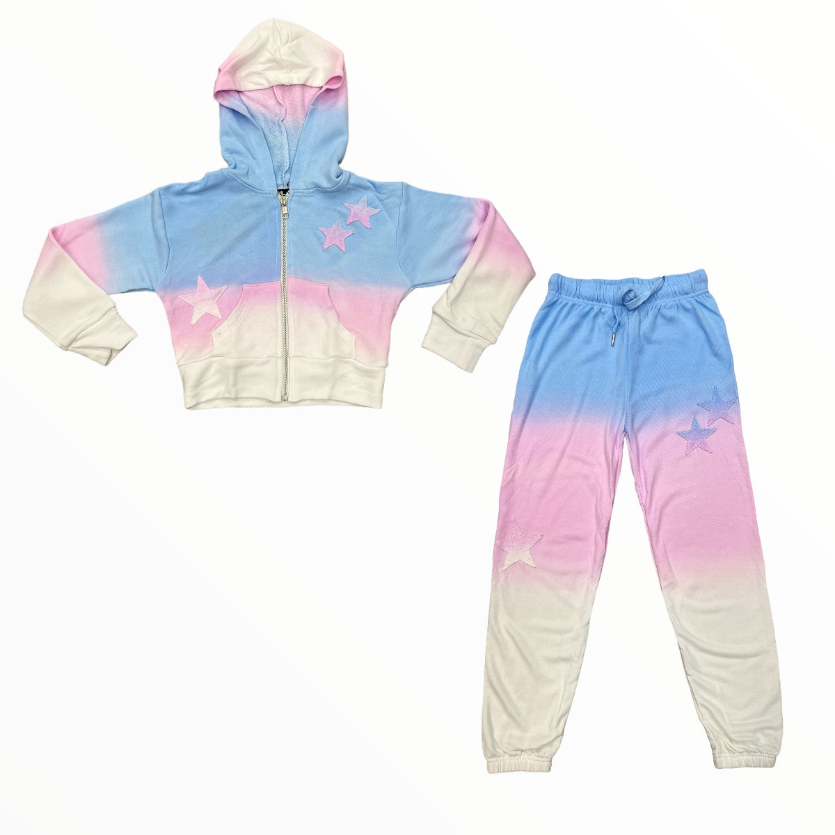 FLOWERS BY ZOE STAR PATCH SWEATPANT - BLUE/PINK/WHITE OMBRE