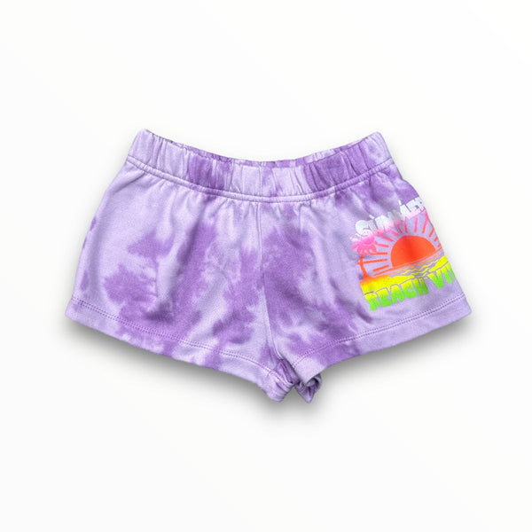 FLOWERS BY ZOE GYM SHORTS - LAV TIE DYE/SUMMER BEACH VIBES