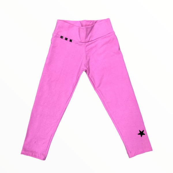 FLOWERS BY ZOE EMBROIDERED LEGGING - PINK/BLACK STAR