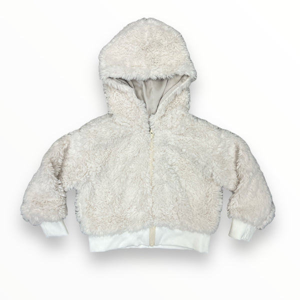 FLOWERS BY ZOE HOODED SHERPA JACKET - OFF WHITE/IVROY