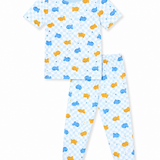 ESME BOYS S/S SLEEVE CREW AND PANT PAJAMA SET - BLUE GOLDFISH