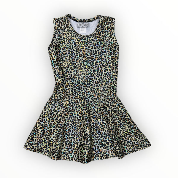 DORI CREATIONS TANK TWIRL DRESS - LEOPARD LAME