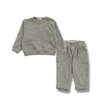 COZII CREW SWEATSHIRT AND JOGGER SET - RIB BRUSH GRAY