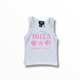 FLOWERS BY ZOE RIBBED TANK - WHITE/IBIZA