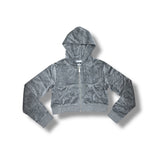 KATIE J TWEEN JADE VELOUR ZIP HOODIE - GRAY