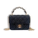 DOE A DEAR SPARKLY DENIM QUILTED PURSE - BLACK