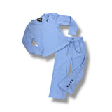FLOWERS BY ZOE WAFFLE LONG SLEEVE AND PANT - BLUE
